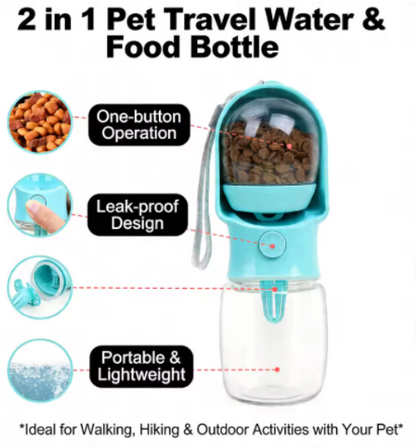 2-in-1 Portable Dog Food & Water Bottle