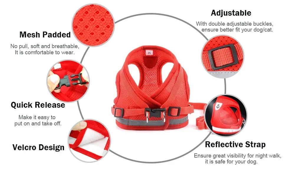 Reflective Adjustable Pet Harness Set